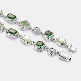 Melted Emerald Gemstone Bracelet (Silver)