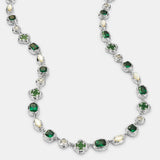 Melted Emerald Gemstone Necklace (Silver)