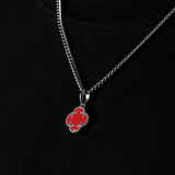 Light Red Clover Stone Pendant (Silver)