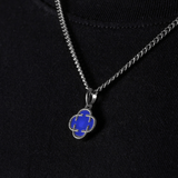 Blue Clover Stone Pendant (Silver)