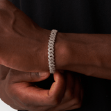 Prong Link Iced Cuban Bracelet (Silver) 8mm