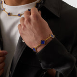 Blue Clover Stone Bracelet (Gold)