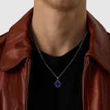 Blue Clover Stone Pendant (Silver)