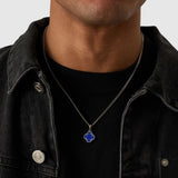 Blue Clover Stone Pendant (Silver)