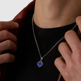 Blue Clover Stone Pendant (Silver)