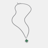 Malachite Clover Stone Pendant (Silver)