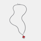 Light Red Clover Stone Pendant (Silver)
