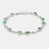 Melted Emerald Gemstone Bracelet (Silver)