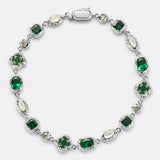 Melted Emerald Gemstone Bracelet (Silver)