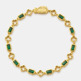 Green Gemstone Clover Bracelet (Gold)