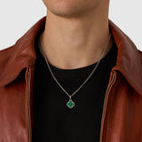 Malachite Clover Stone Pendant (Silver)