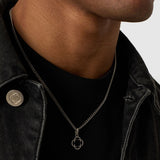 Onyx Clover Stone Pendant (Silver)