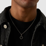 Onyx Clover Stone Pendant (Silver)