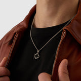 Onyx Clover Stone Pendant (Silver)