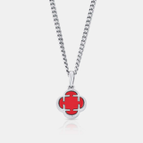 Light Red Clover Stone Pendant (Silver)