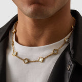 White Clover Stone Necklace (Gold)