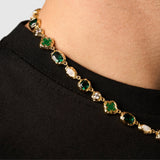 Melted Emerald Gemstone Necklace (Gold)