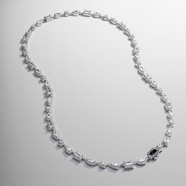 Mixed Cluster Linked Necklace (Silver)