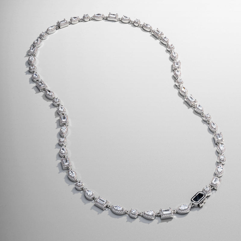 Mixed Cluster Linked Necklace (Silver)