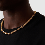 Baguette Link Iced Necklace (Gold)