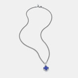 Blue Clover Stone Pendant (Silver)