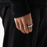 White Stone Band Ring (Silver)