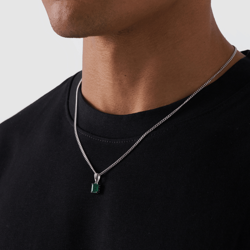 Emerald Stone Pendant (Silver)
