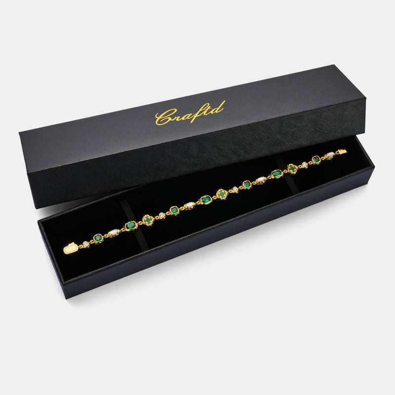 Melted Emerald Gemstone Necklace (Gold)