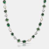Melted Emerald Gemstone Necklace (Silver)