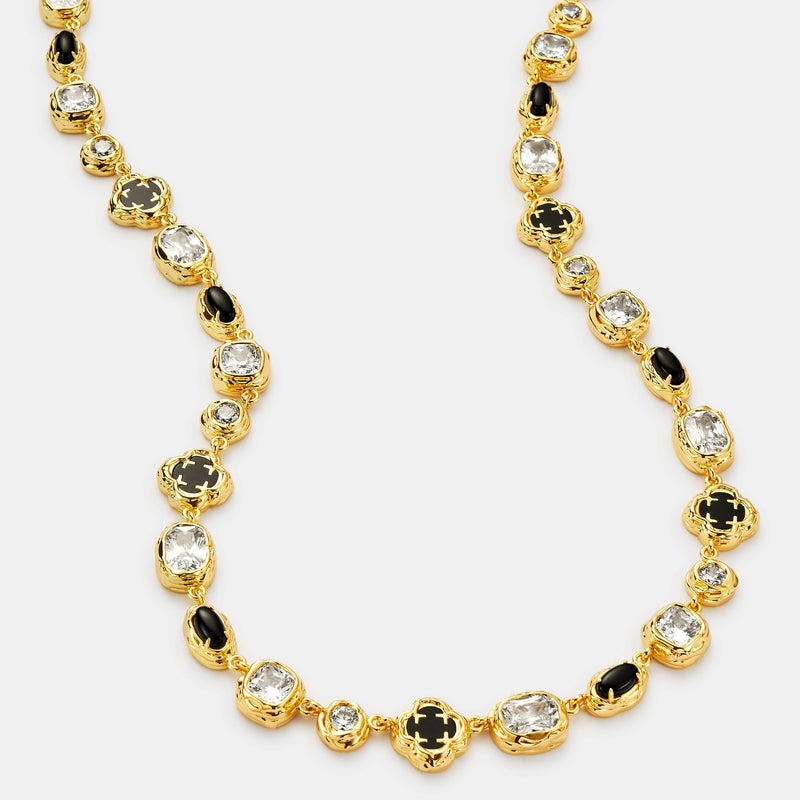 Melted Onyx Gemstone Necklace (Gold)