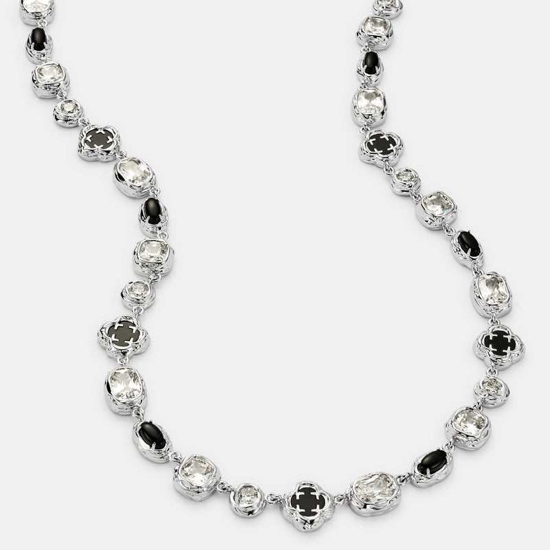 Melted Onyx Gemstone Necklace (Silver)