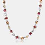 Melted Ruby Gemstone Necklace (Silver)