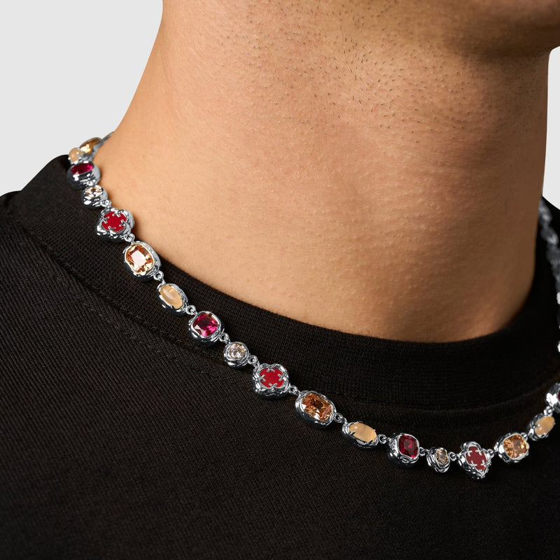 Melted Ruby Gemstone Necklace (Silver)