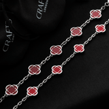 Light Red Clover Stone Necklace (Silver)