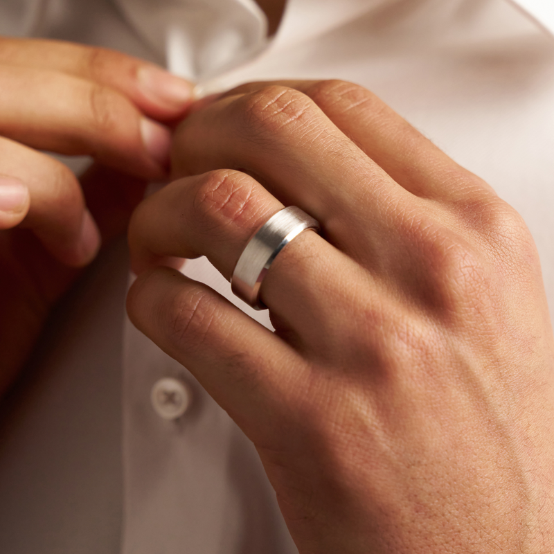 Bevelled Ring (Silver) 8mm | Tungsten