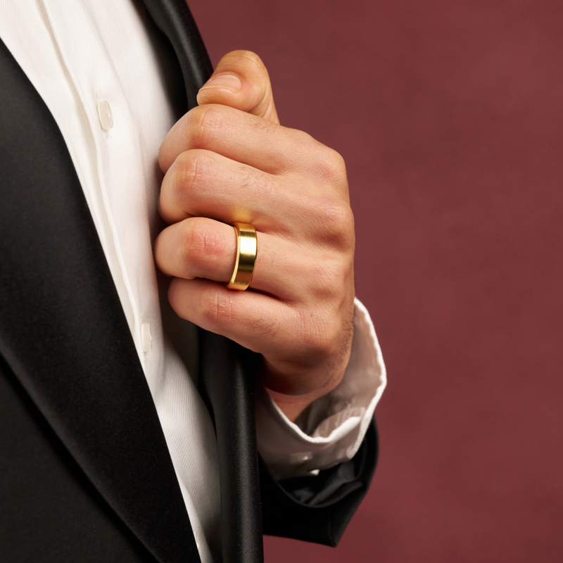 Bevelled Ring (Gold) 8mm | 18ct Gold Tungsten