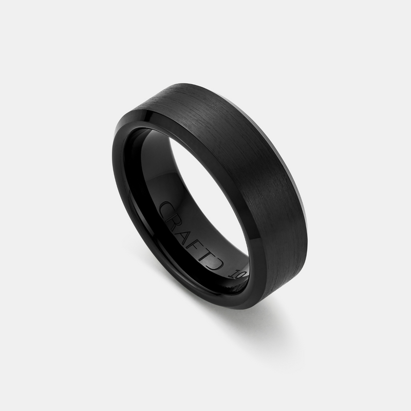 Bevelled Ring (Black) 8mm | Tungsten