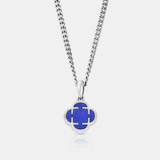 Blue Clover Stone Pendant (Silver)