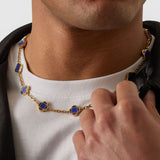 Blue Clover Stone Necklace (Gold)