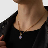 Blue Clover Stone Pendant (Gold)