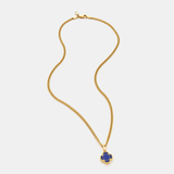 Blue Clover Stone Pendant (Gold)