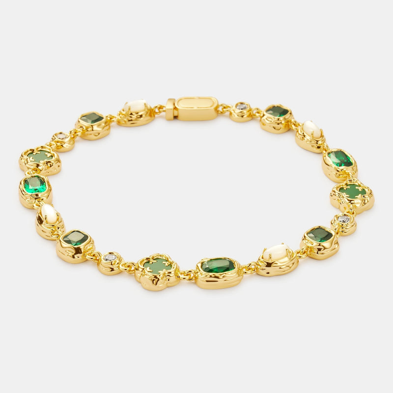 Melted Emerald Gemstone Bracelet (Gold)