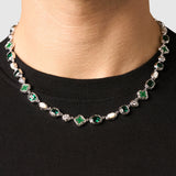 Melted Emerald Gemstone Necklace (Silver)