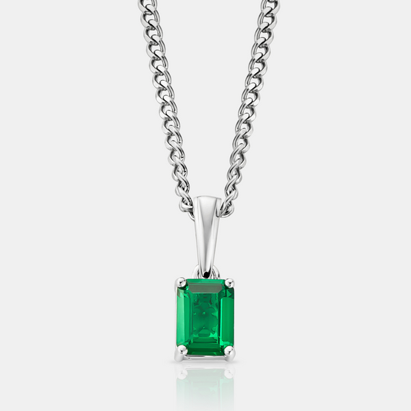 Emerald Stone Pendant (Silver)