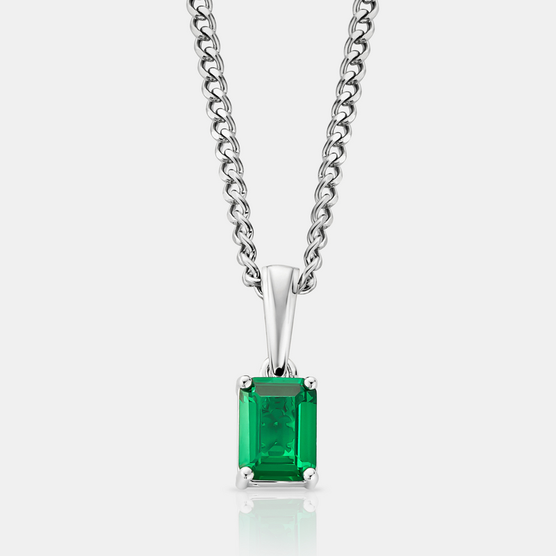 Emerald Stone Pendant (Silver)