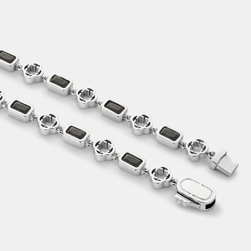 Green Gemstone Clover Bracelet (Silver)