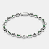 Green Gemstone Clover Bracelet (Silver)