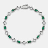 Green Gemstone Clover Bracelet (Silver)