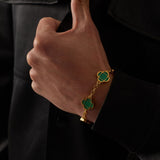 Malachite Clover Stone Bracelet (Gold)