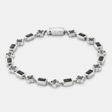Onyx Gemstone Clover Bracelet (Silver)